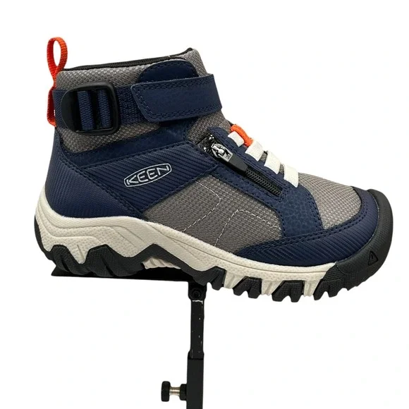 KEEN Boys Targhee Adaptive Slip-on Hiking Shoes Size 11 Navy Blue Grey Orange - Picture 1 of 14